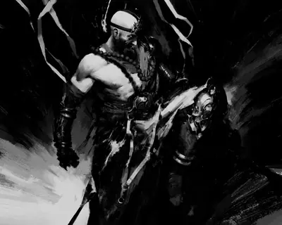 Boceto en blanco y negro del monje.